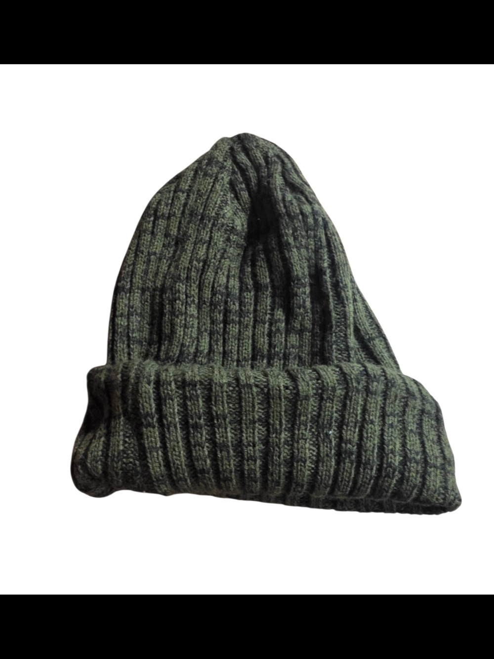 Men's Ribbed Knit Beanie - Olive Green